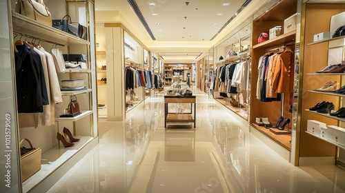 Luxurious Modern Fashion Retail Store with Stylish Clothing and Accessories Displays