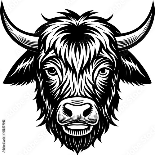 Hand drawn vector illustration of a cute yak face in a flower crown, with lettering quote Spring Is Here. Isolated objects on white. Scandinavian style flat design.
