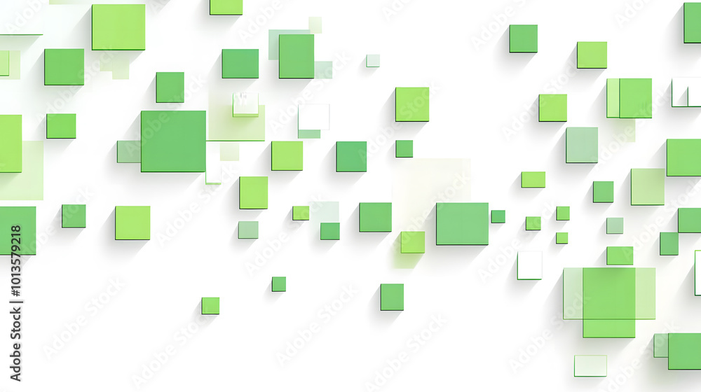 Abstract 3D Green and White Cubes Background Abstract 3D Green and White Cubes Background