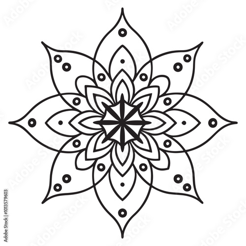 Henna Mandala Traditional and Intricate Pattern. Generative AI.