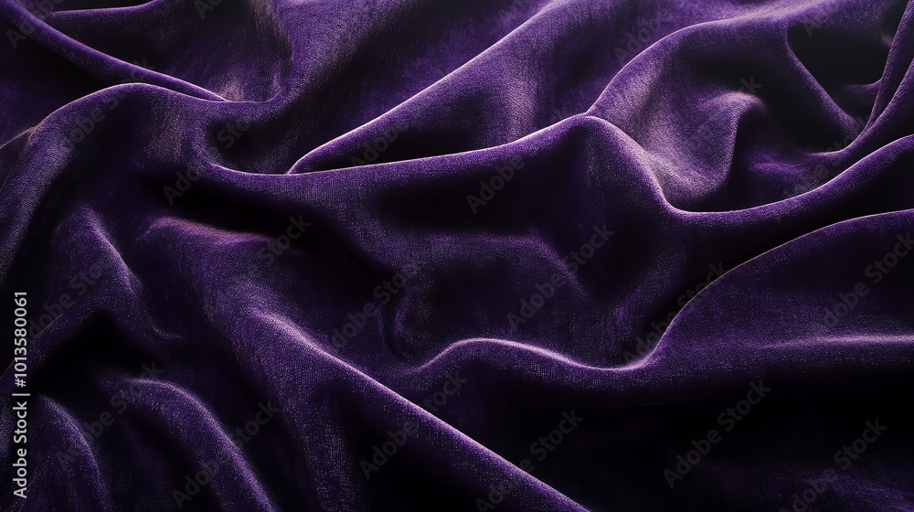 Obraz premium Soft, rich purple velvet fabric with elegant folds and texture.