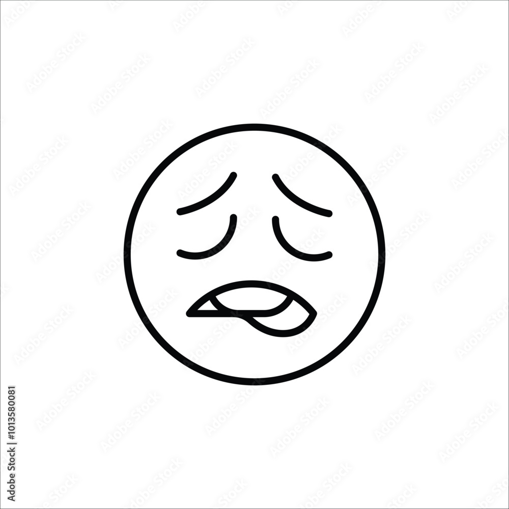 Tired face emoji icon. Simple tired expression emoji icon for social media, messaging apps, and web design. Vector illustration. Tired face emoji icon. Simple tired expression emoji icon for social media, messaging apps, and web design. Vector illustration.