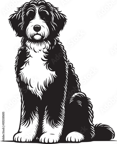 Bernedoodle Dog  different poses silhouette vector design