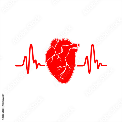 Heart rate monitor line vector isolated on transparent background. Heart rate rhythm line Vector illustration.