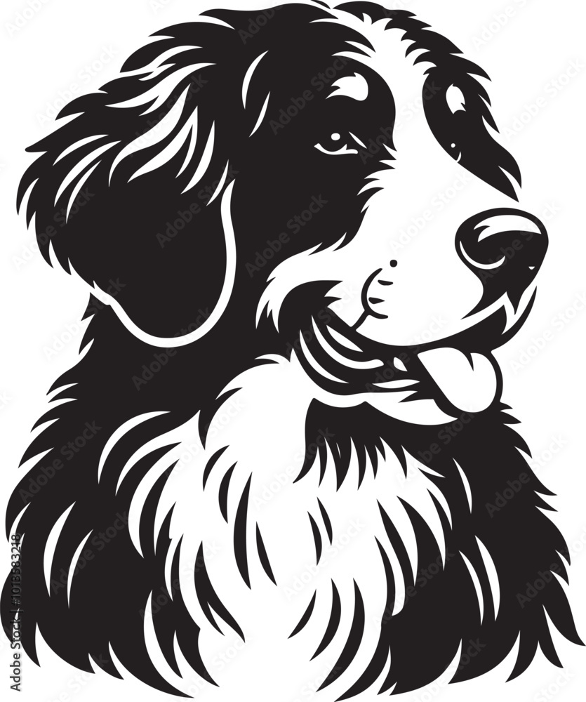 Fototapeta premium Bernedoodle Dog different poses silhouette vector design
