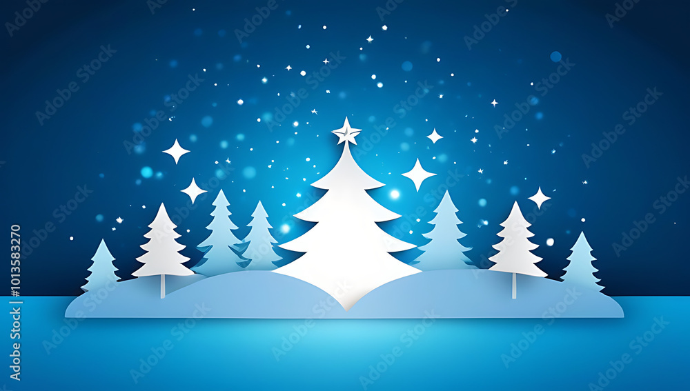 Naklejka premium christmas blue background featuring magical light effects bokeh sparkles rendered