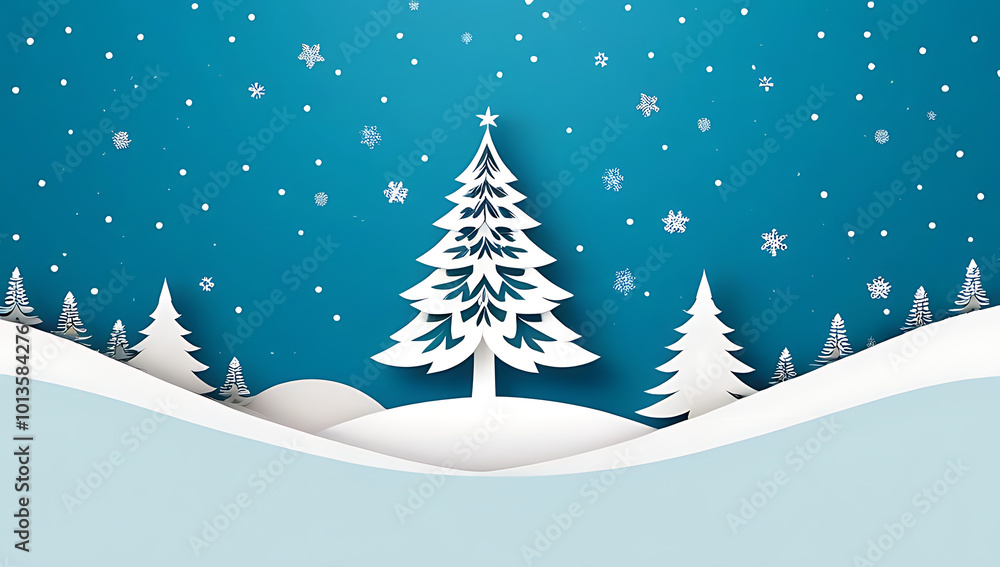 Fototapeta premium christmas tree surrounded beautiful snowfall creating peaceful winter scene