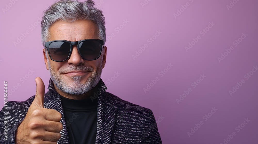 Confident Man in Sunglasses Giving Thumbs Up Confident Man in Sunglasses Giving Thumbs Up