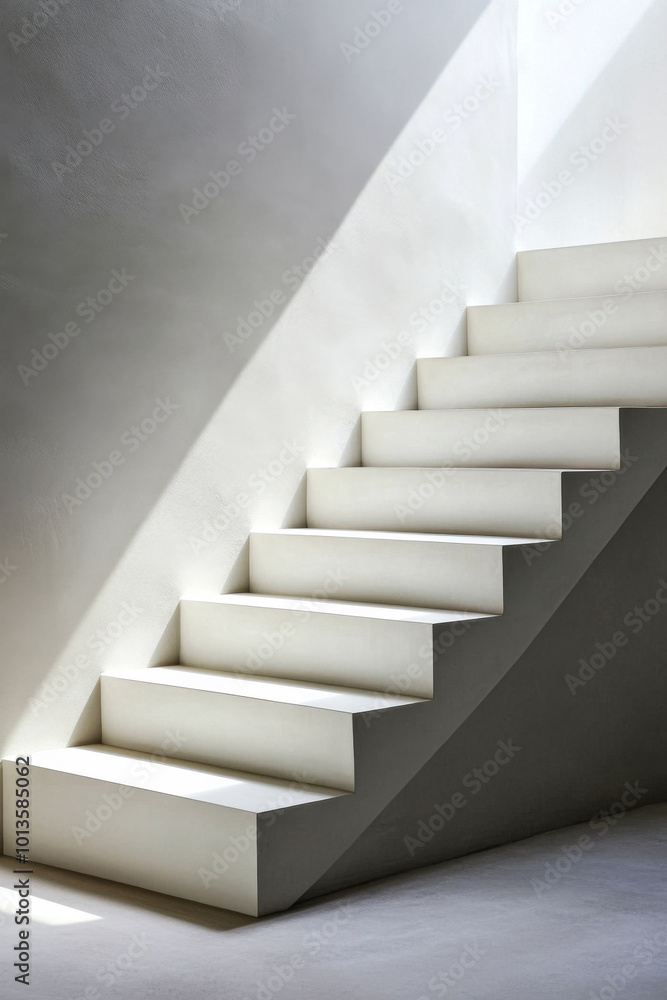Naklejka premium Modern stairway illuminated by natural light in a minimalist setting