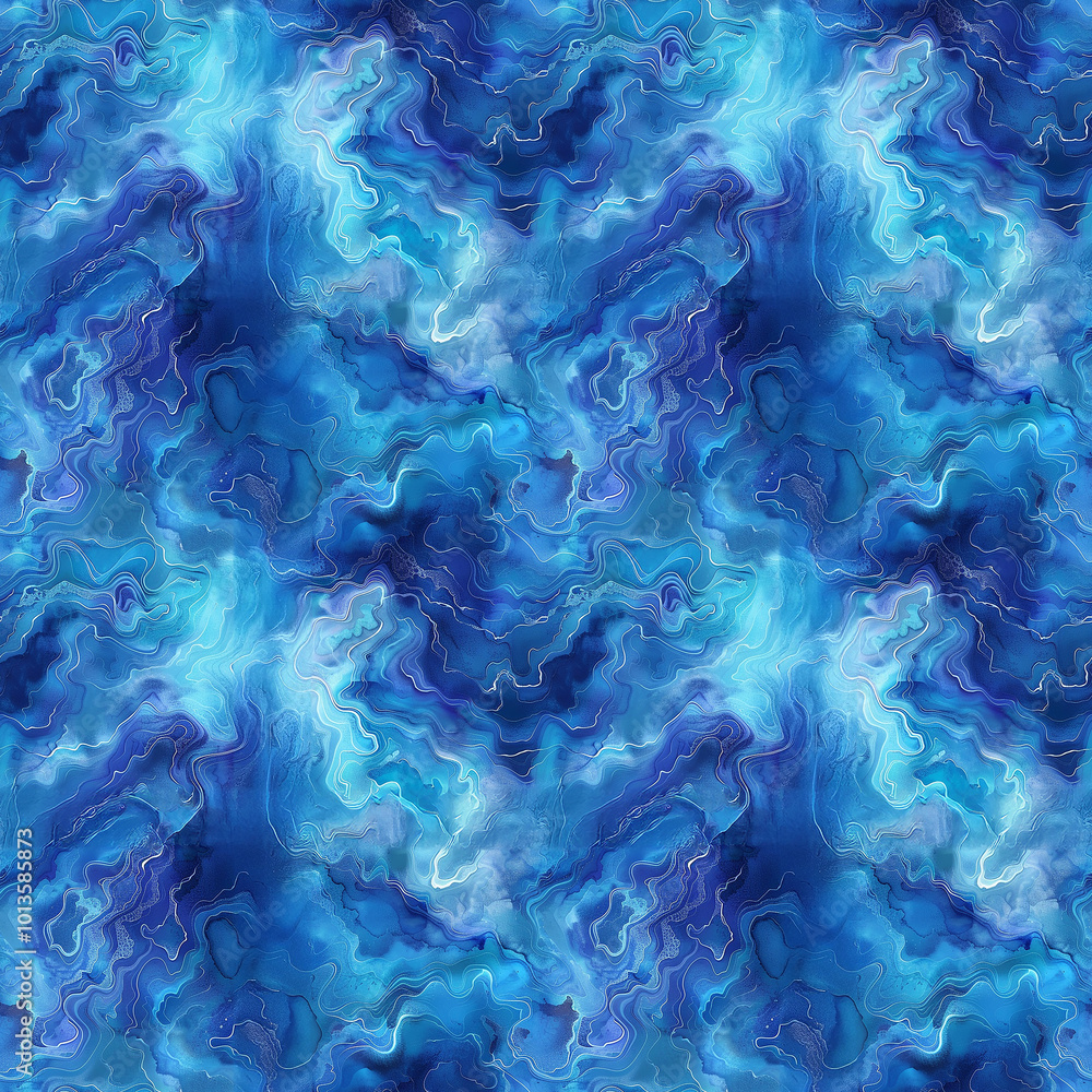 Swirling waves of blue and teal create an ocean-inspired abstract pattern Swirling waves of blue and teal create an ocean-inspired abstract pattern