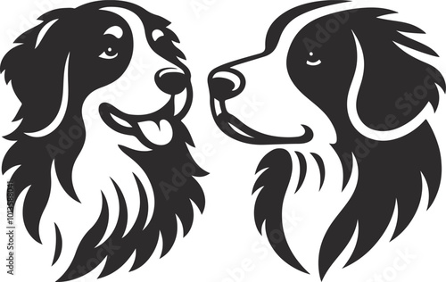 Bernedoodle Dog  different poses silhouette vector design