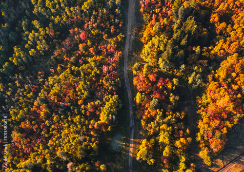 Beautiful Fall Aerial Autumn views of Snowbasin Huntsville Utah photo