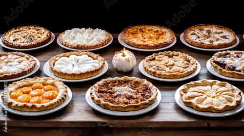 Spooky Halloween pie-eating contest at a rural American fair glowing pumpkins on the picnic tables