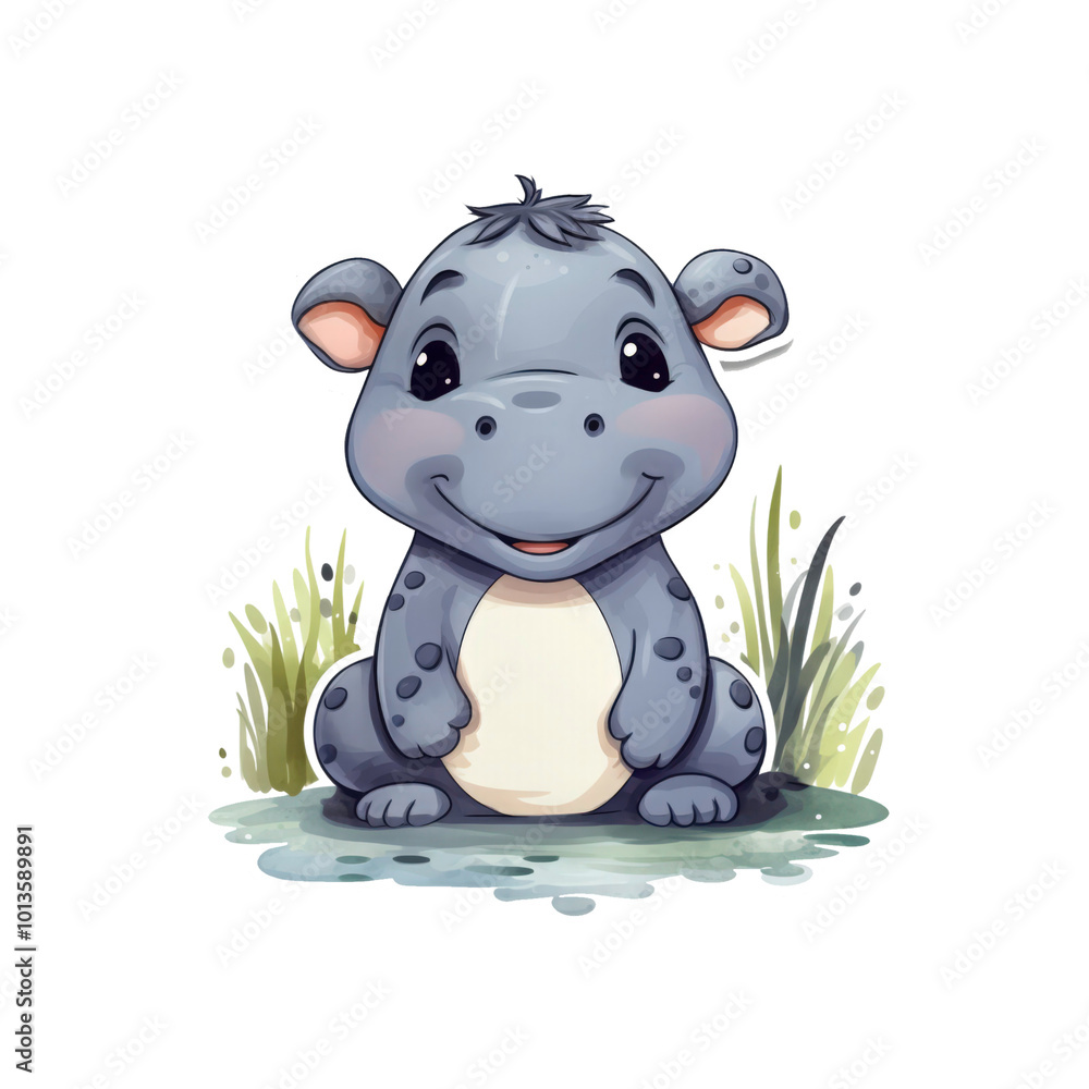 The hippo kid, with its large eyes, is sitting comfortably and smiling. Perfect for children's books, educational materials, and unique designs. Generative AI The hippo kid, with its large eyes, is sitting comfortably and smiling. Perfect for children's books, educational materials, and unique designs. Generative AI