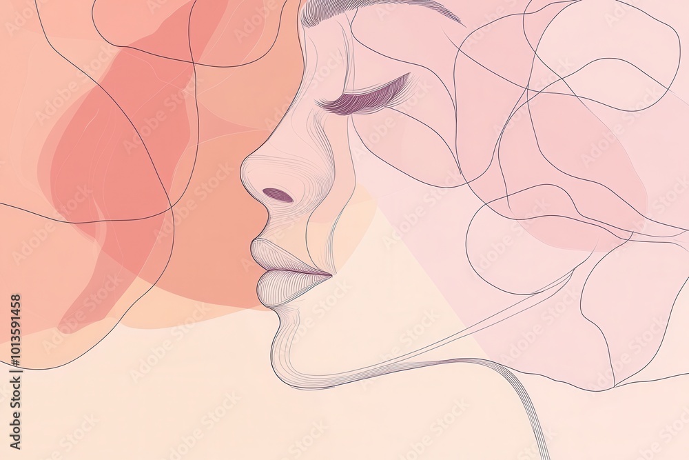 A delicate line art portrays a rose petal transforming into the outline of a woman's face, merging nature and beauty seamlessly. Generative AI A delicate line art portrays a rose petal transforming into the outline of a woman's face, merging nature and beauty seamlessly. Generative AI
