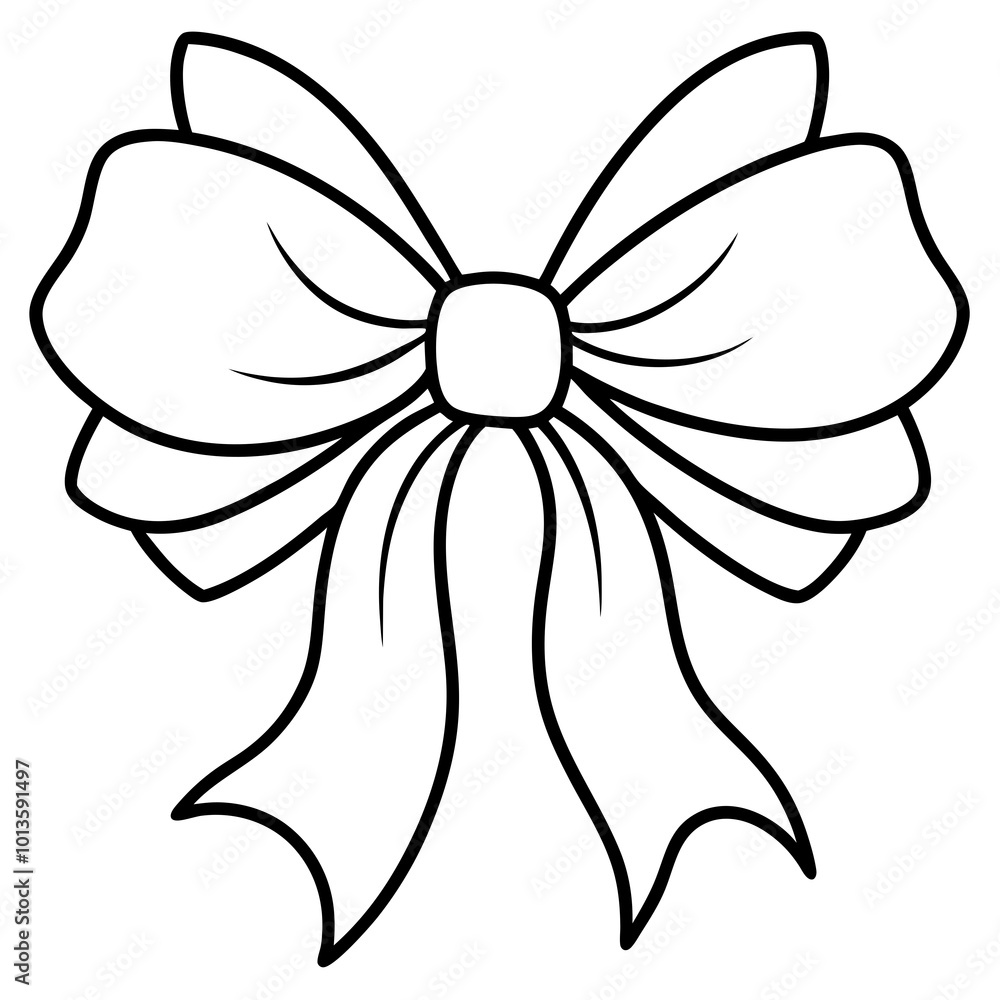 A decorative Christmas bow with flowing ribbons A decorative Christmas bow with flowing ribbons