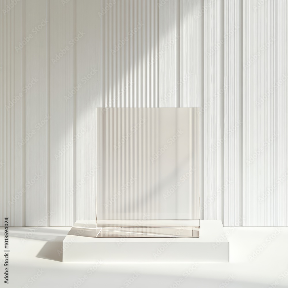 3d render of a white podium on a white background with stripes 3d render of a white podium on a white background with stripes