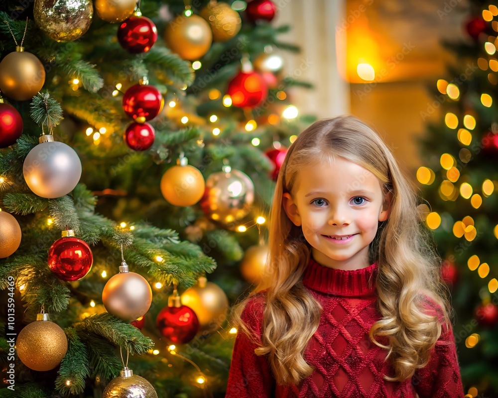 Girl in front of a christmas tree Girl in front of a christmas tree
