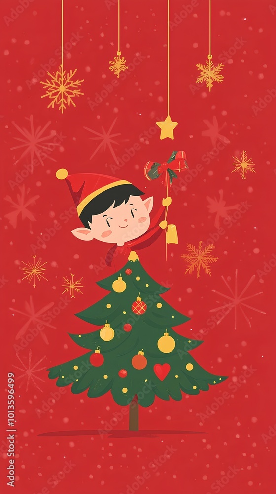 Christmas card, child with christmas decoration Christmas card, child with christmas decoration