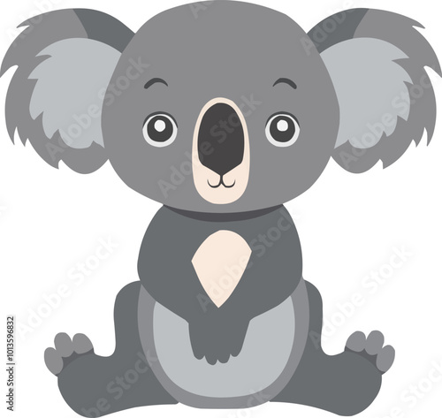 Cute koala icon flat on white isolated background, vector design. photo