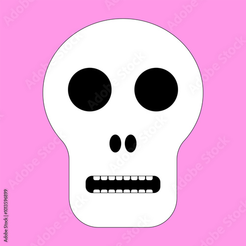 Minimalist skull illustration with bold shapes, perfect for Halloween themes, spooky designs, or Day of the Dead art projects.
