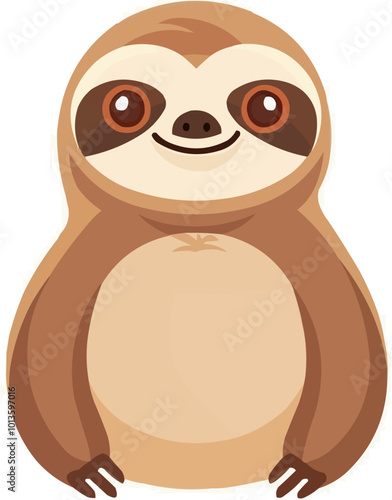 Cute sloth icon flat on white isolated background, vector design.