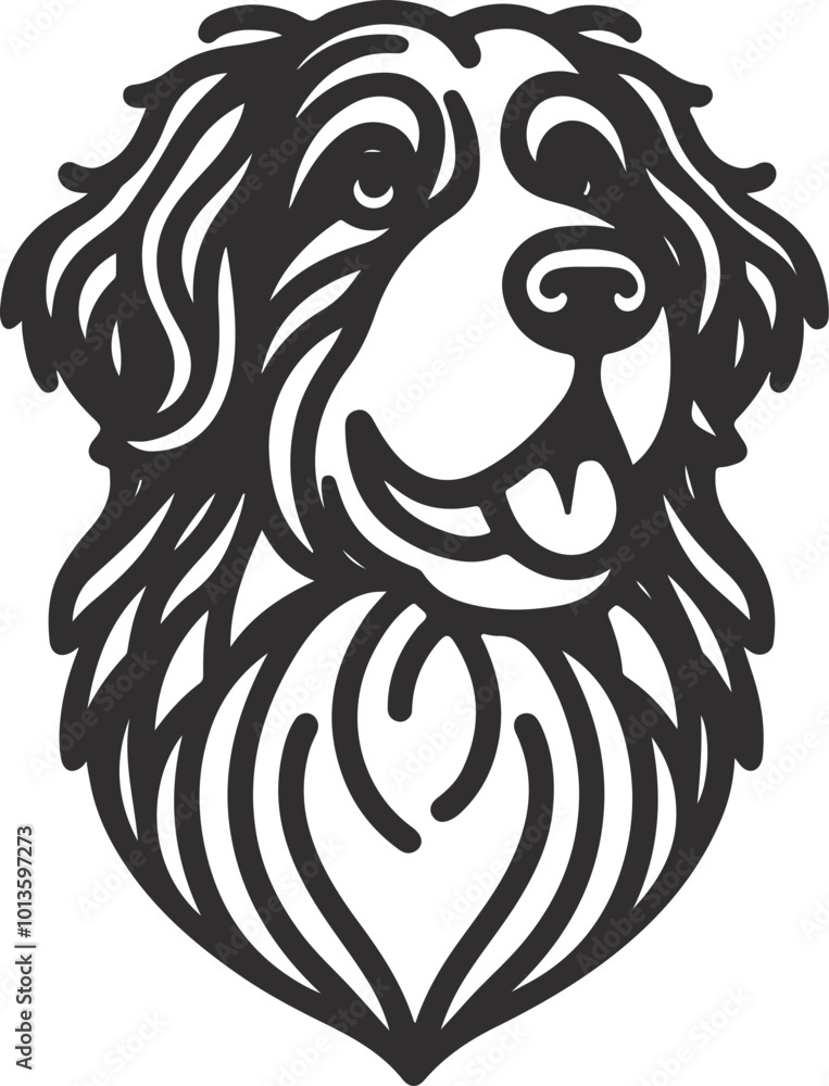 Naklejka premium Bernedoodle Dog different poses silhouette vector design