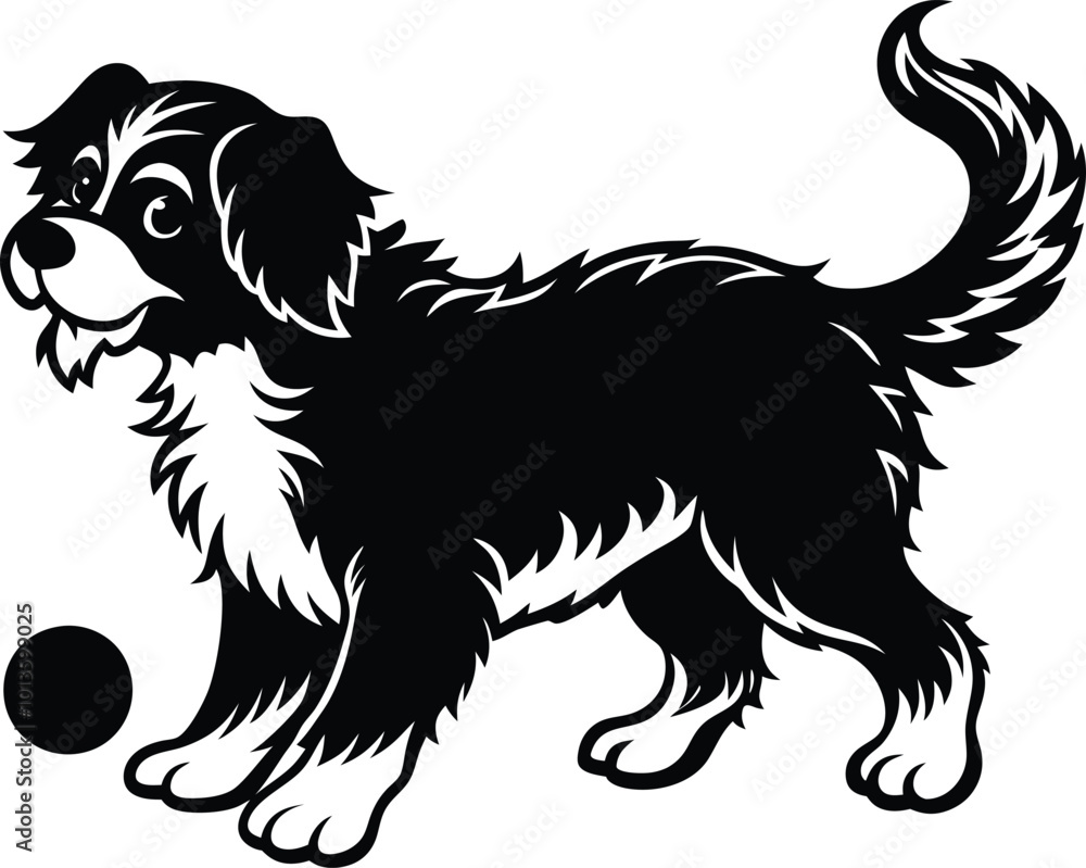 Bernedoodle Dog different poses silhouette vector design Bernedoodle Dog different poses silhouette vector design