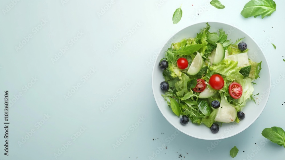 Simple Organic Salad Presentation on Light Background Simple Organic Salad Presentation on Light Background