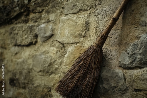 Wallpaper Mural A witch's broomstick resting against a wall.  Torontodigital.ca