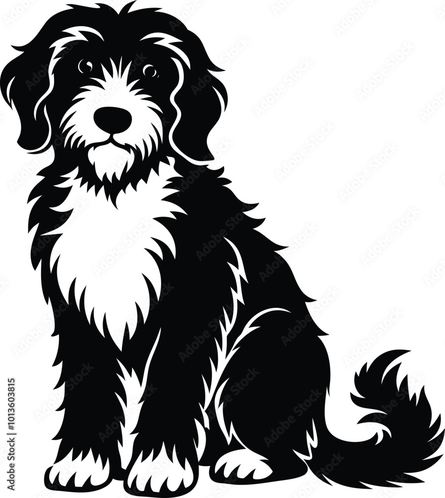 Fototapeta premium Bernedoodle Dog different poses silhouette vector design