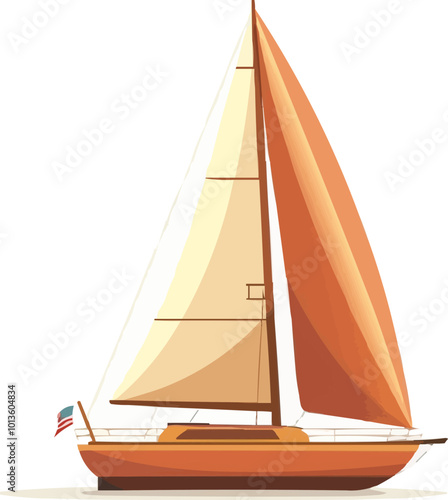 Wallpaper Mural Nautical sailboat icon flat on white isolated background, vector design. Torontodigital.ca