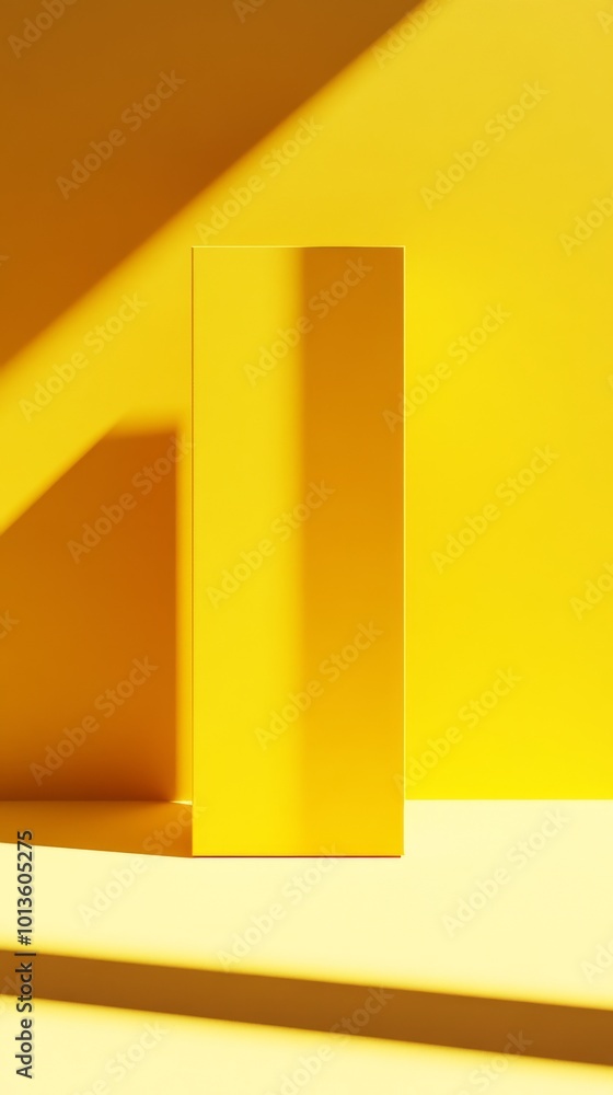 Yellow rectangular block with dramatic shadows on a yellow background. Minimalist artistic concept Yellow rectangular block with dramatic shadows on a yellow background. Minimalist artistic concept