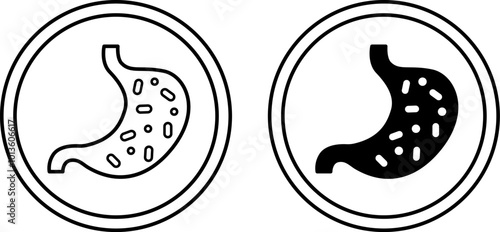 Labels Contains Probiotics. Black and White Vector Icons. Cat's Food Properties. Food Packaging Sticker