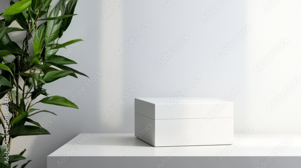 A sleek, minimalist white box with a clean design sits on a glossy surface, reflecting modern simplicity and elegance. A sleek, minimalist white box with a clean design sits on a glossy surface, reflecting modern simplicity and elegance.