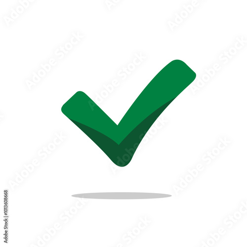 Green Check Mark Floating Gracefully Against a Stark White Backdrop