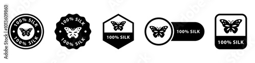 Silk 100 percent - vector icons for clothing labeling.