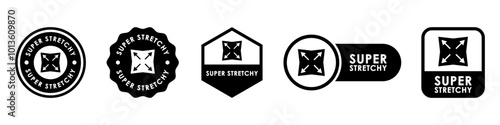 Super Stretchy - vector icons for fabric or material labeling.