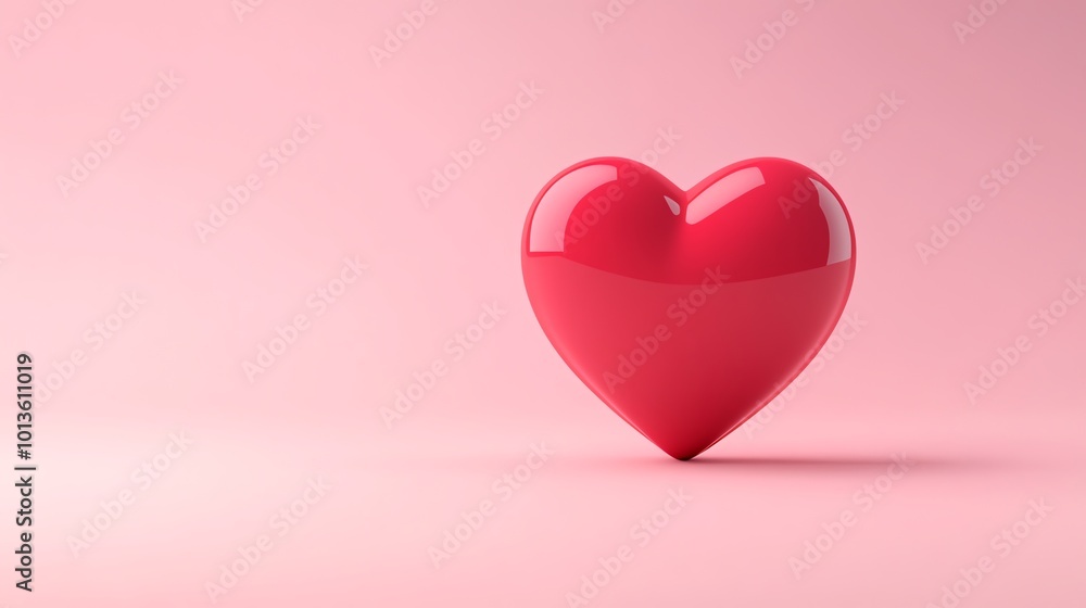 A glossy red heart on a pink background. A glossy red heart on a pink background.