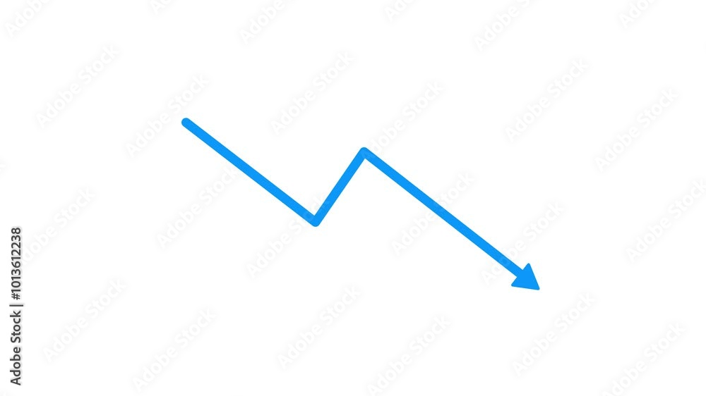 arrow down business graph icon animation. business chart down concept 4k. arrow down business graph icon animation. business chart down concept 4k.