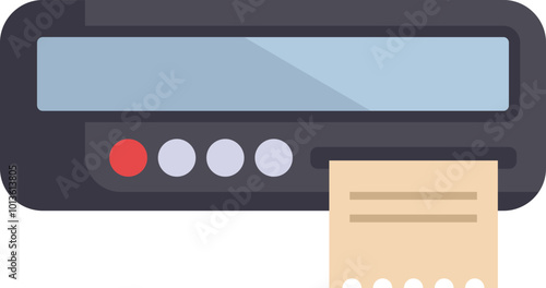 Point of sale terminal is printing a receipt for a customer in this commerce illustration