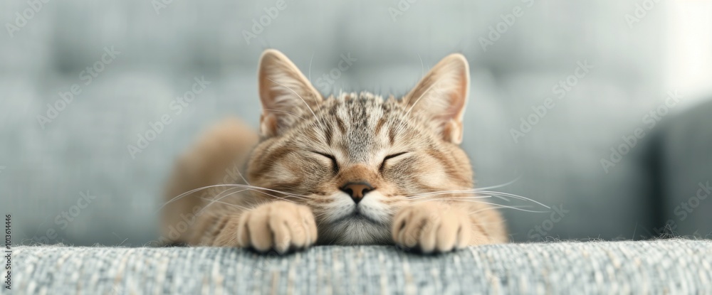 Obraz premium The Serene Beauty of a Sleeping Cat: Capturing Feline Tranquility in Everyday Life