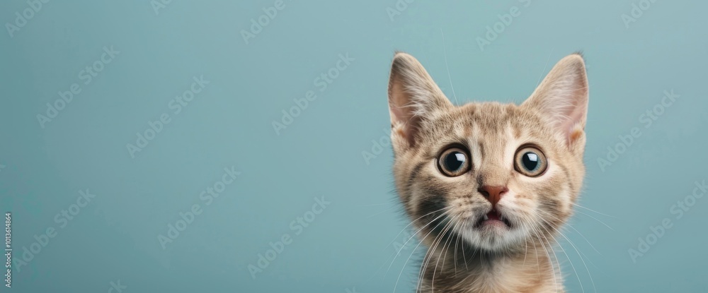 Adorable Close-Up of a Curious Cat with Big Eyes and a Playful Expression Adorable Close-Up of a Curious Cat with Big Eyes and a Playful Expression