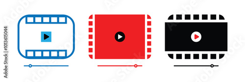 Video icon set. Containing camera, play, pause, media, online video, live, production, player, movie and cinema icons. Solid icon collection. Video vector. Eps 10.