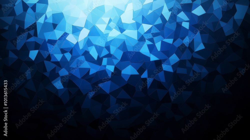 Fototapeta premium Abstract blue geometric pattern with triangular shapes and gradient lighting