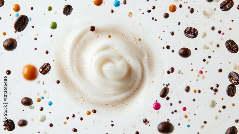 Fototapeta premium Swirling Creamy Texture Abstract Dreamy Dessert Topping Background with Smooth Patterns