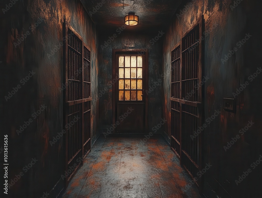 Shadows of Confinement: A Haunting Glimpse Down an Abandoned Prison Corridor Shadows of Confinement: A Haunting Glimpse Down an Abandoned Prison Corridor