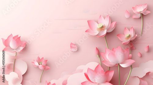  Pink Lotus Flowers on Soft Pastel Background design