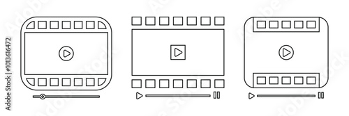 Cinema icons set. Movie simple line icons vector. Video icon. 