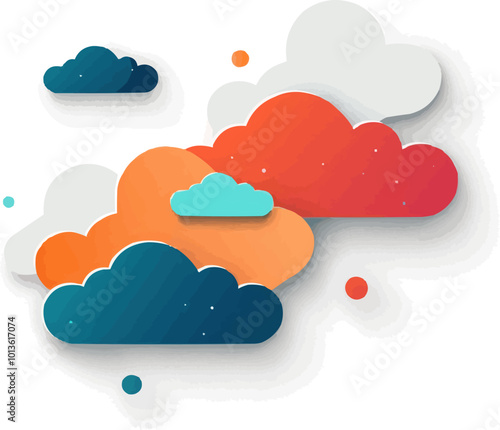 Abstract cloud icon flat on white isolated background, vector design